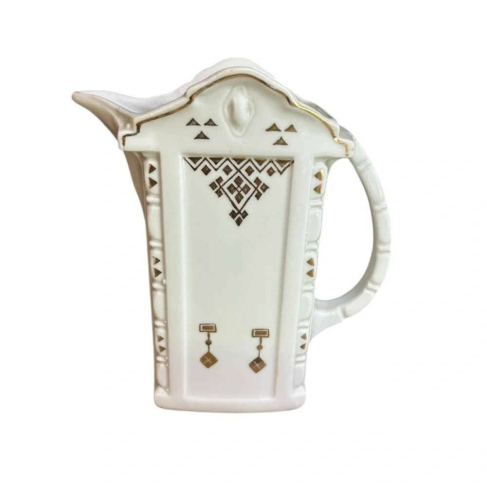 Antique Ironstone Creamer Pitcher Art Deco Handpainted